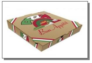 Une boîte à pizza dont le contenu n'est pas précisé